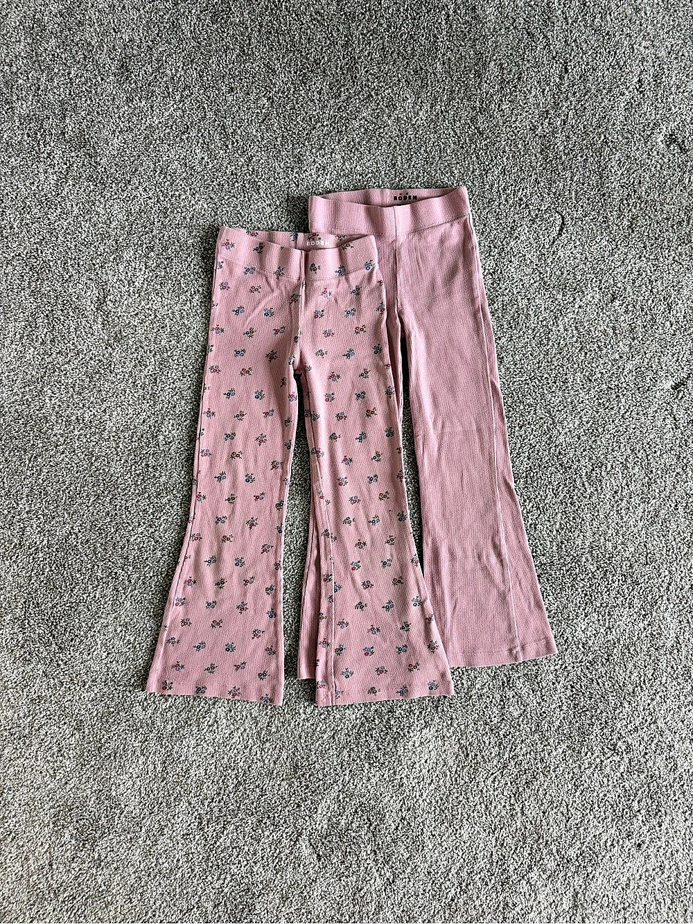 Mini Boden Ribbed Flared Leggings Pink Floral Set